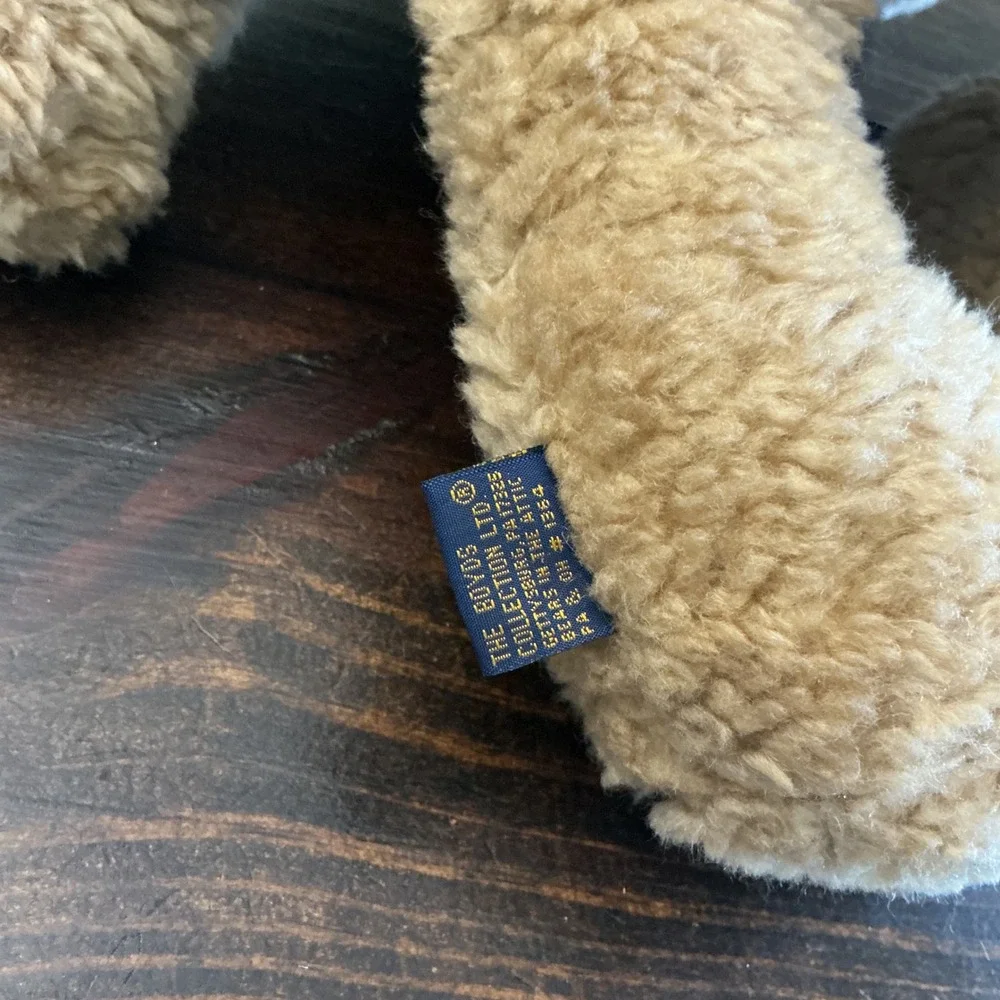 Boyds Collection Bears in the Attic Tan Teddy Bear Navy Blue Ribbon Vintage 18